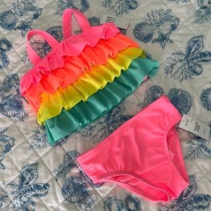 Baby Gap 2 piece Tiered Colorful Swim Suit Size 18-24 Months